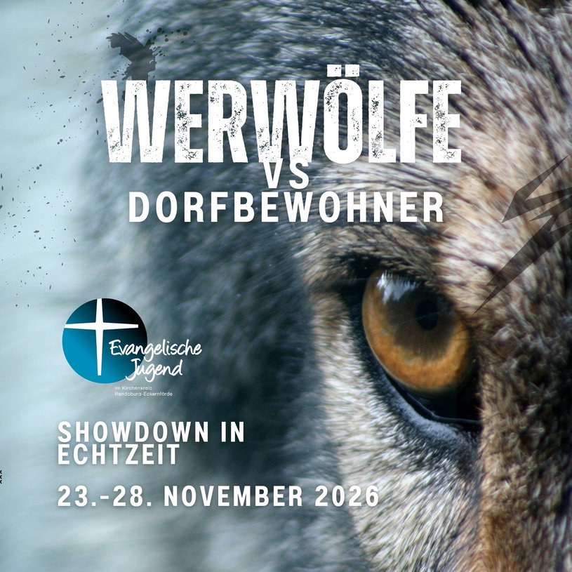 Auf dem Bild wird für die Veranstaltung Werwölfe in Echtzeit geworben. 