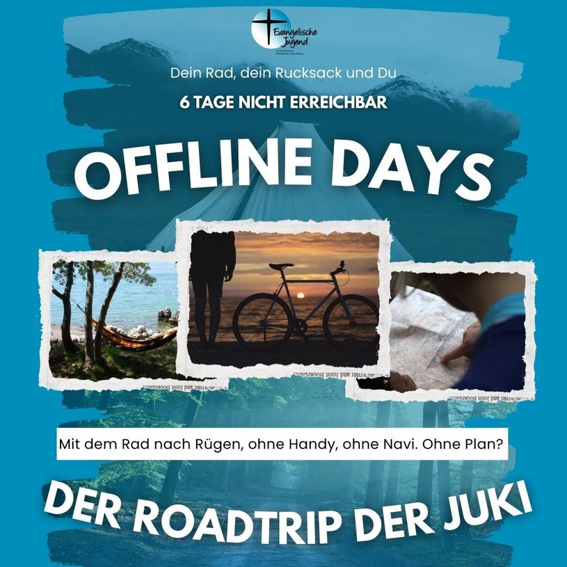 Flyer der Offline Days. Eine Mehrtagesradtour vom 8.-14.August 2025
