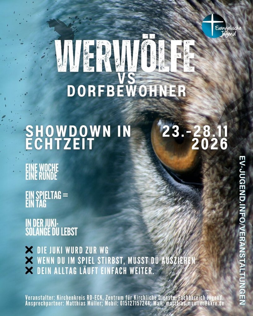 Es wird für die Veranstaltung Werwölfe in Echt geworben.